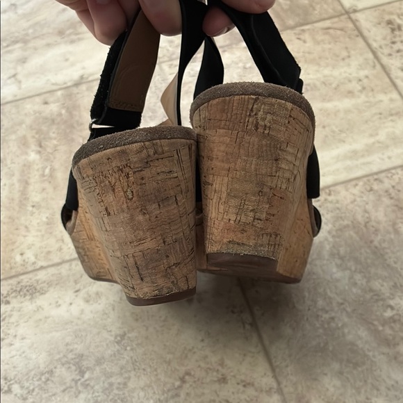 Clarks Black and Brown Wedge Sandals - Picture 8 of 14